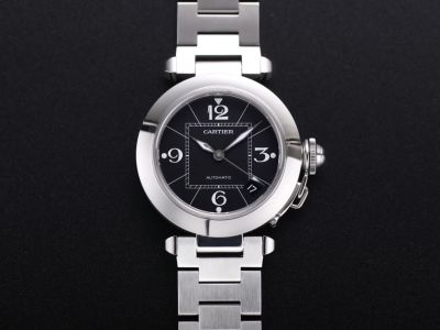 Cartier Classic  PASHA DE CARTIER 35mm Watch SS Black Dial For Ladies